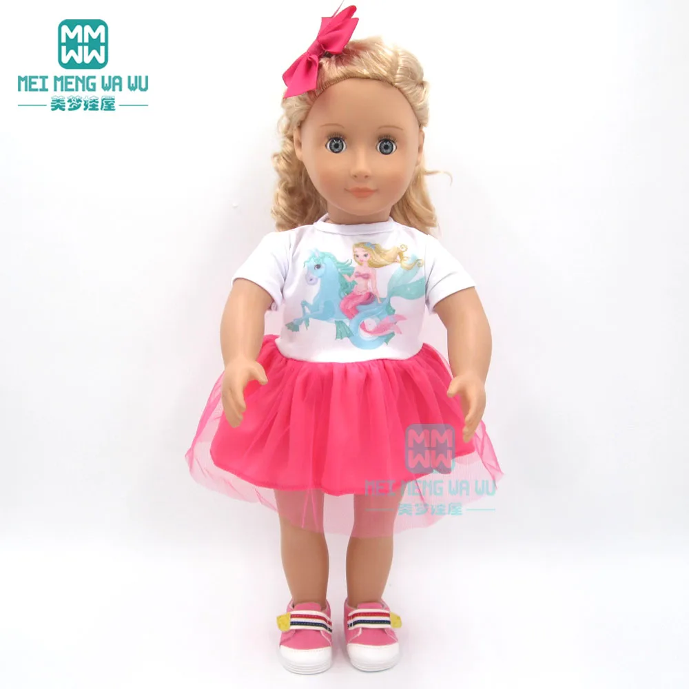 Doll clothes for 45 cm American doll and new born doll Printed princess baby dress