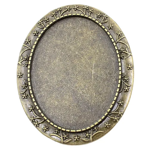 Fit 30x40mm Vintage Oval Blank Setting Bezel Blank Base Cabochon Brooch with Base For DIY Brooch Making 3pcs/lot K04632