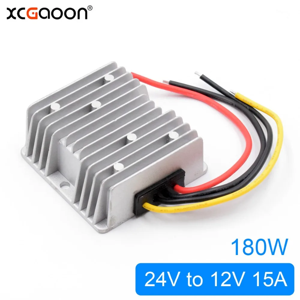 

XCGaoon DC Converter Adapter Input DC 24V ( Voltage Range 16V-40V ) Output 12V 15A 180W Step Down Car Power Supply