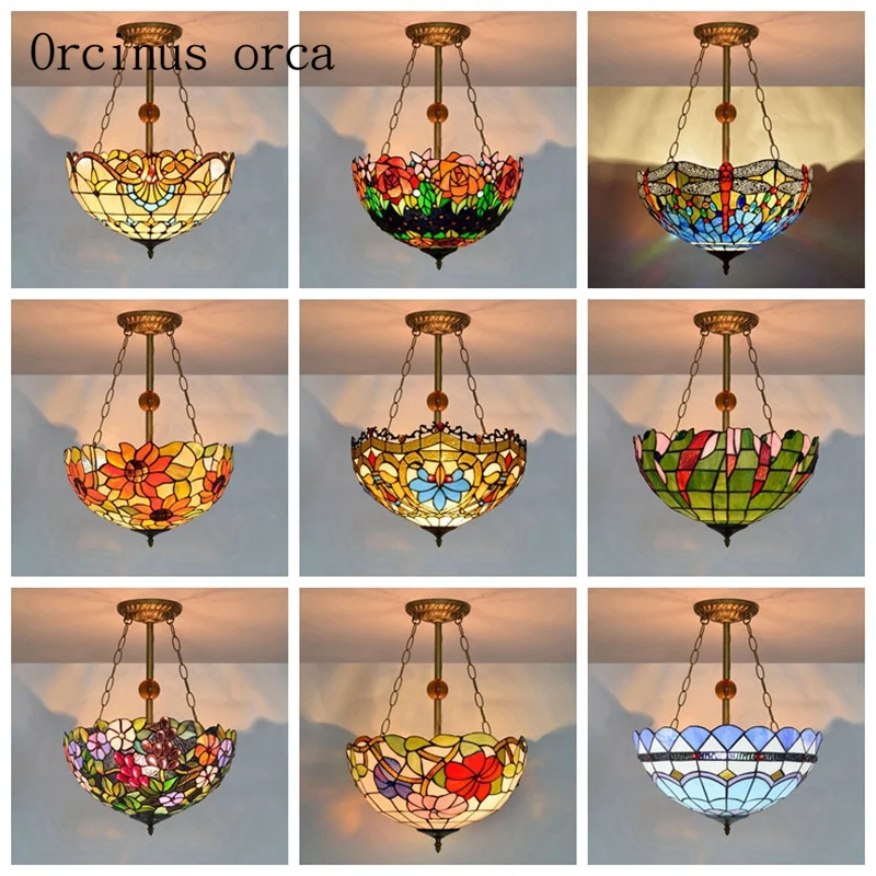 

European creative color glass living room bar restaurant Mediterranean Baroque personalized Chandelier free shipping