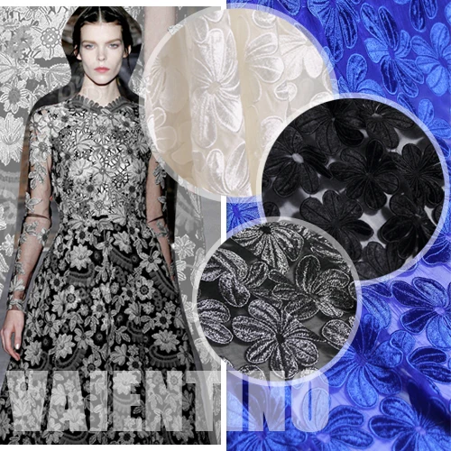 

4colors available flower embroidery silk fabric material