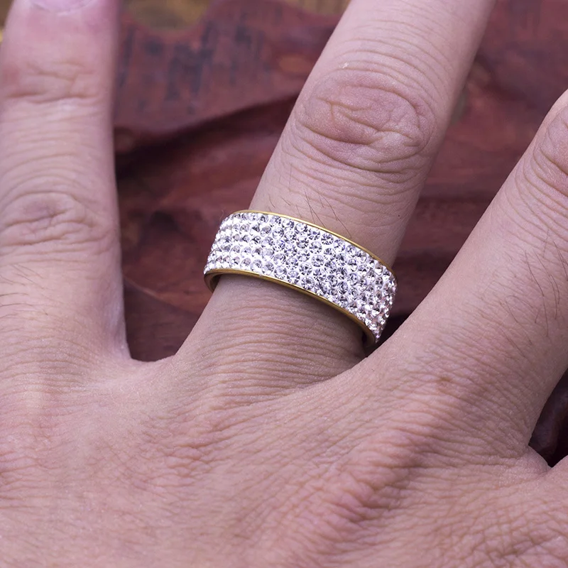 Women's 5 Rows Crystal Wedding Band Ring, Elegant Style