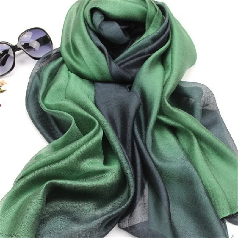 LaMaxaPa 2018 New Fashion Summer/Autumn Solid Gradient Women/Lady Real 100% Silk Scarf Thin Shawls and Wrap Long Female Echarpe