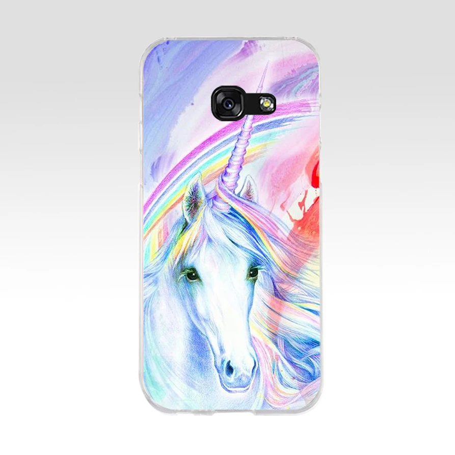 167 Rainbow Lovely Unicorn Soft Silicone Tpu Cover phone Case for Samsung a3 2016 a5 2017 a6 plus a7 a8 a9 star lite s 6 7 8 9