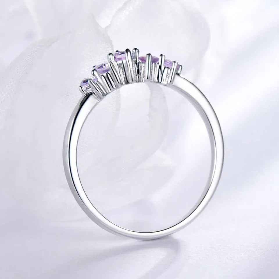 UMCHO Natural African  Amethyst Rings for Women Solid 925 Sterling Silver Stacking Ring Engagement Wedding Gemstone Jewelry