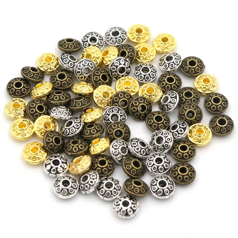 50pcs Mixed Antique SilverColor UFO Spacer Loose Metal Beads For Jewelry Making Beadwork Needlework Diy Accessories Wholesale