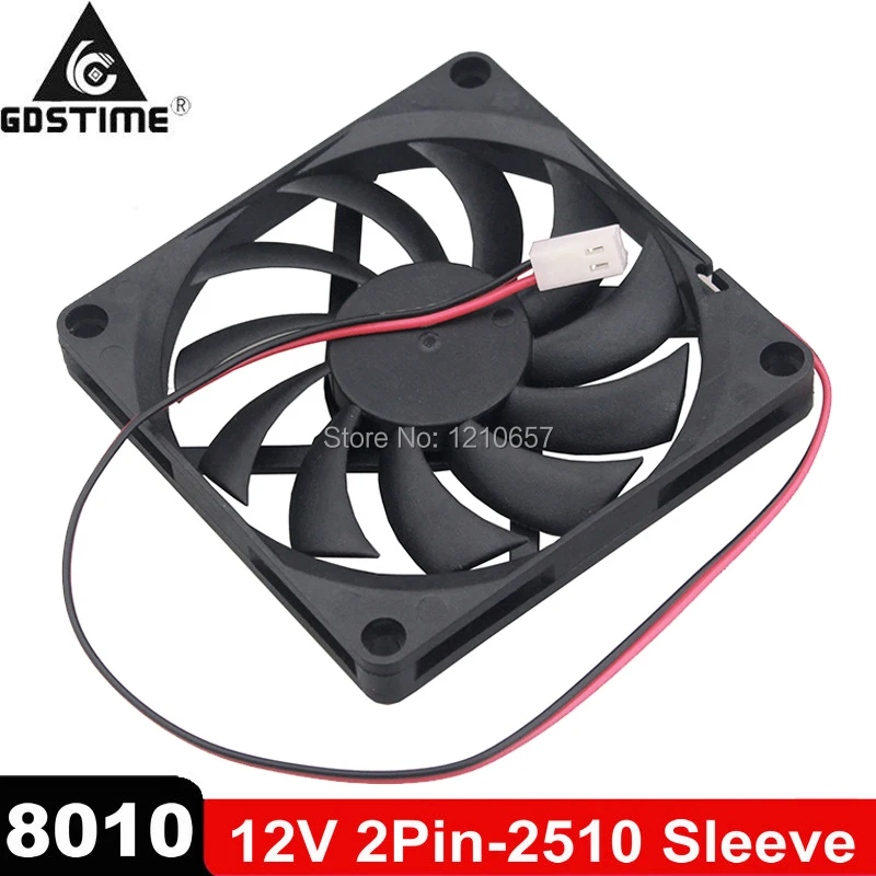 

5 Pieces LOT Gdstime 80mm 80x80x10mm 8cm DC 12V 2510 Connector Brushless Cooling Fan