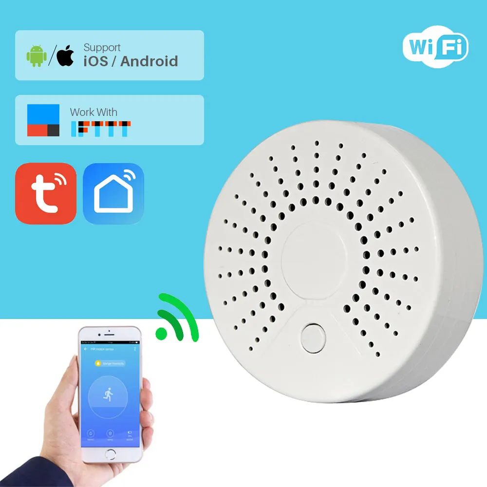 Smart Wifi Fire Smoke Temperature Sensor Wireless Smoke Temperature Detector Automation Home Security Alarm System Smart life