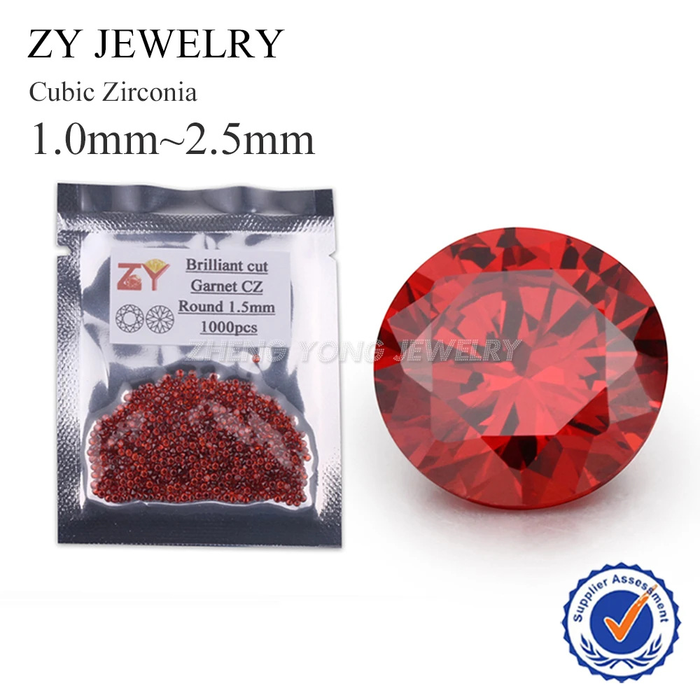 

Garnet Cubic Zirconia Round Brilliant Cut Diamond Synthetic Red Gemstone