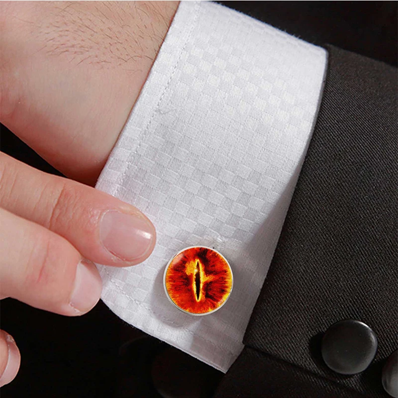 1 Pair Eye of Sauron Plated Men Wedding Cufflinks Dragon Evil Eye Jewelry Cuff Links Shirt Accessories Fathers Day Gift