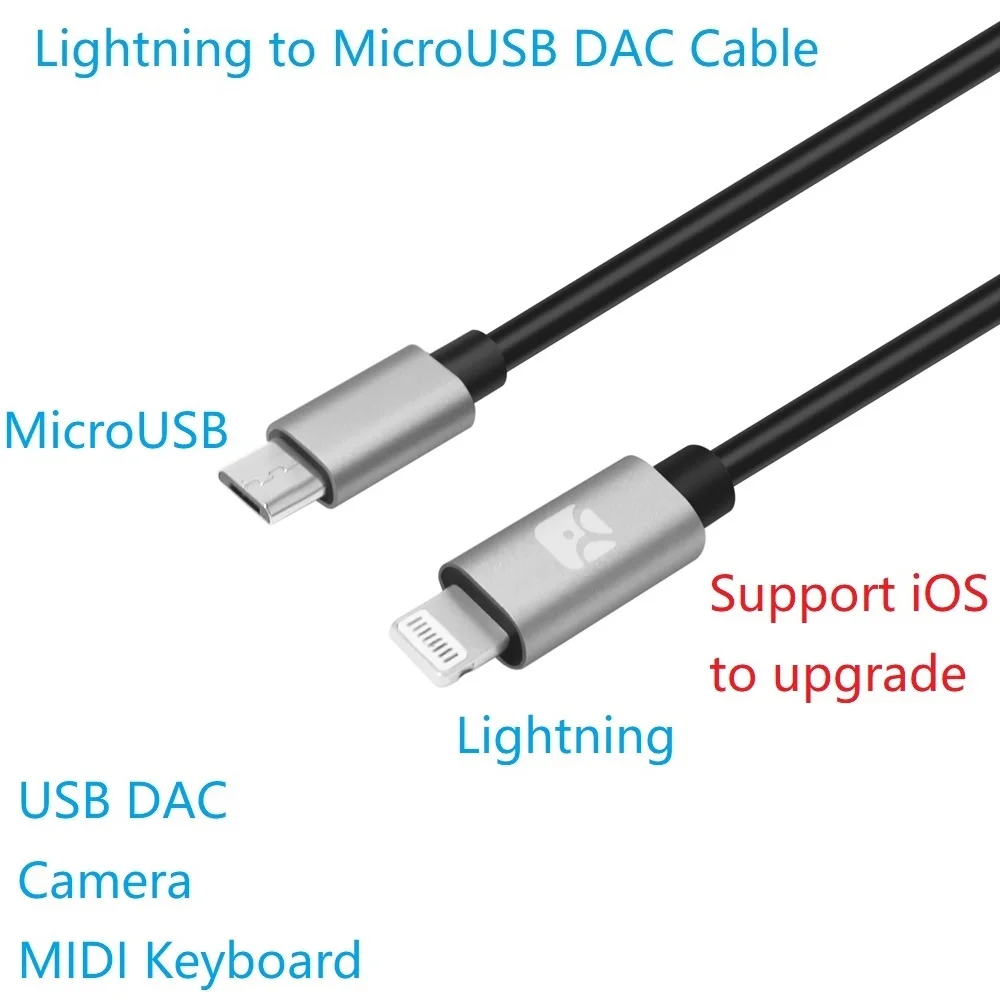 Meenova iOS-to-MicroUSB USB DAC OTG Cable for iPhone/iPad/iPod Chord Mojo Hugo Pha3 Fiio HiFi Oppo HA2 K5 Camera 15cm 1.2m