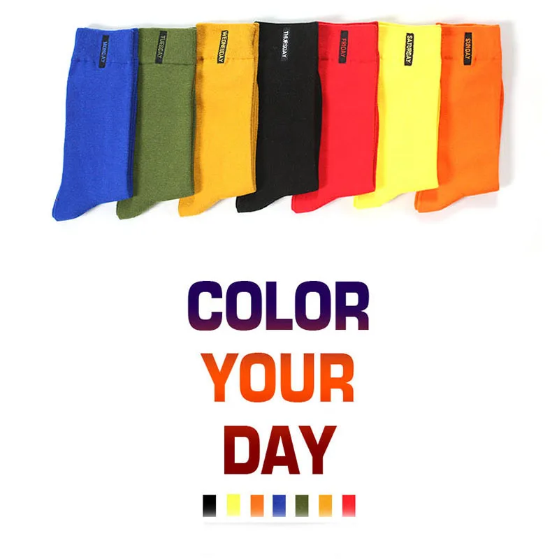 7 ペア綿固体メンズハッピーソックスカルセチン靴下コンフォート消臭カジュアルボーイズソックスファッションキャンディーカラーウィークソックス Meias