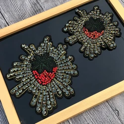 Beaded large strawberry fruit glass patches Motif sew on top grade Applique 3D embroidery DIY accessory applique