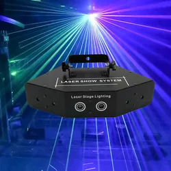 Professional RGB Laser Light 6 Eyes Laster Light DMX Stage Light for Disco Dance Halls Bars KTV Nightclub Wedding Family Party