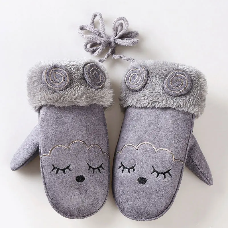 2022 New Winter Girls Boy Gloves Cute Cartoon Rabbit Thicken Warm Fleece Glove Kids Full Finger Gloves Wrist Mittens Hand 1Pairs