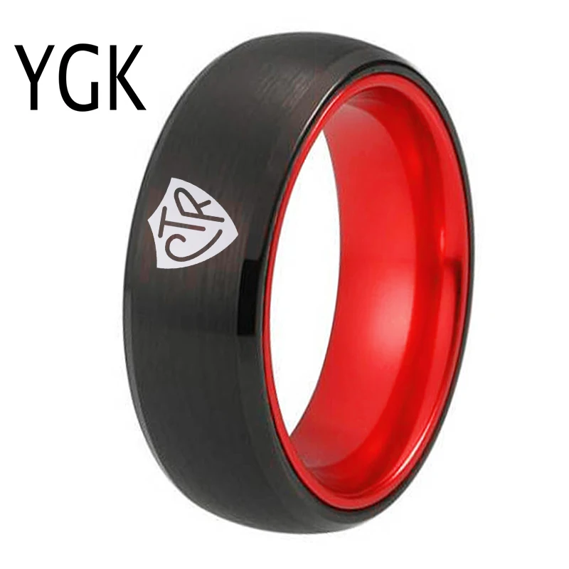 8mm Black Tungsten With Red Aluminum Rings CTR Rings Choose The Right Ring Women and Men's Faith Jewelry Personalize Party Rings