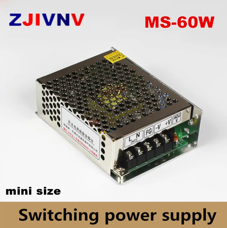 Fuente de alimentación conmutada de pequeño volumen 60w CA 100V-230V a CC 5v 12v 15v 24v fuente de alimentación 12V 5A, smps 15v 4a salida única