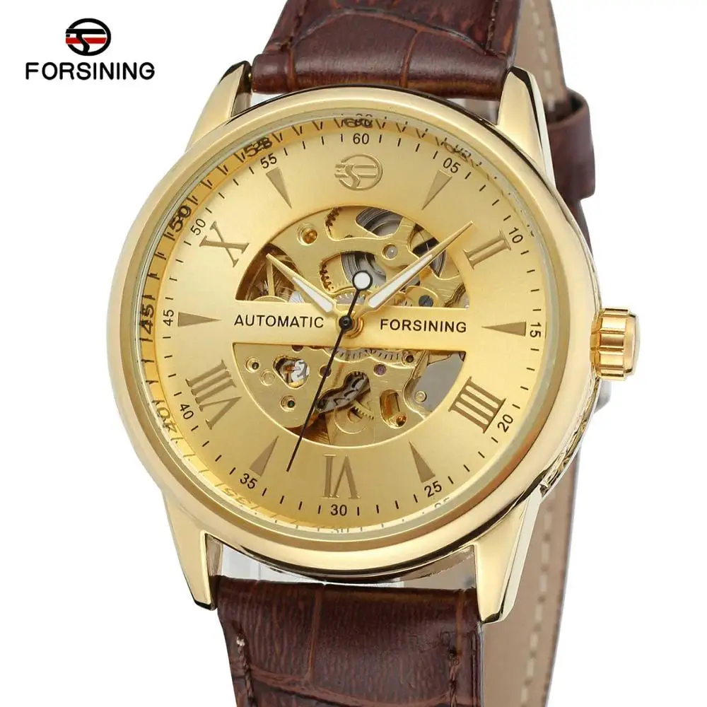 

Forsining brand men's bridge hollow automatic mechanical watch belt business style wrist watch seven colors