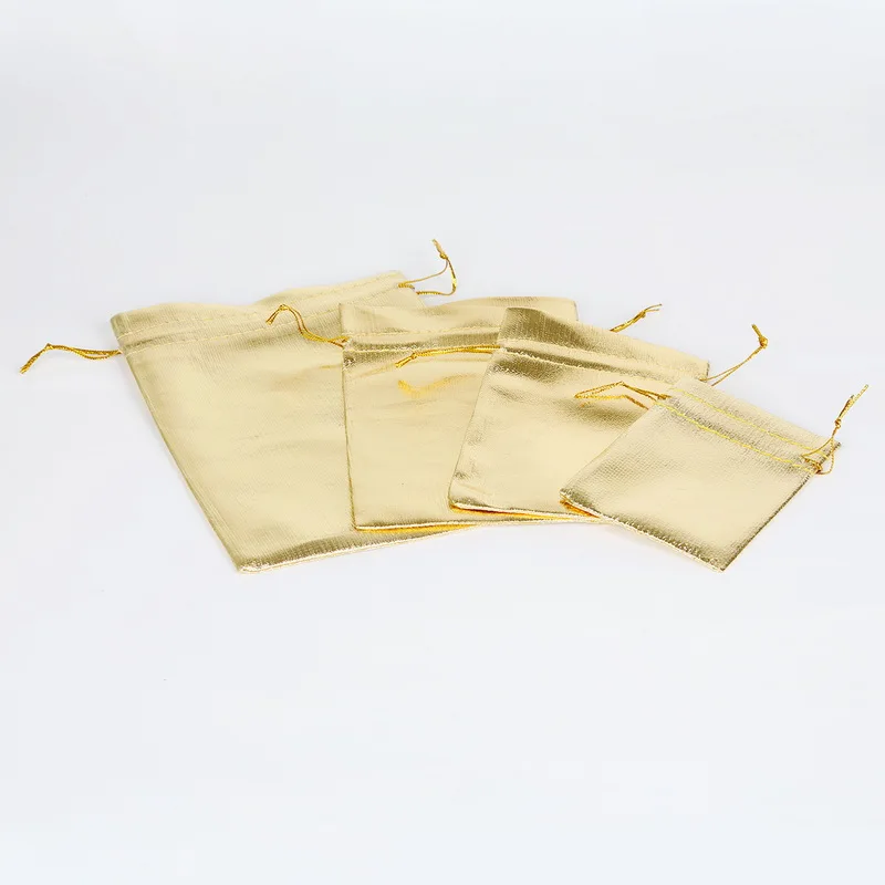 10 stks Goud Zilver Kleur Metallic Folie Organza Zakjes Kerst Bruiloft Gunst Geschenken Snoep Zakken Sieraden Tas