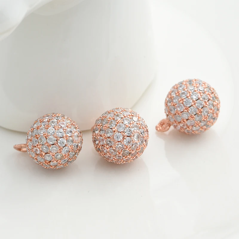 YANASI 3 Size Round Beads Charms Accessories for Jewelry Makings Cubic Zirconia DIY Handmade Jewelry Findings