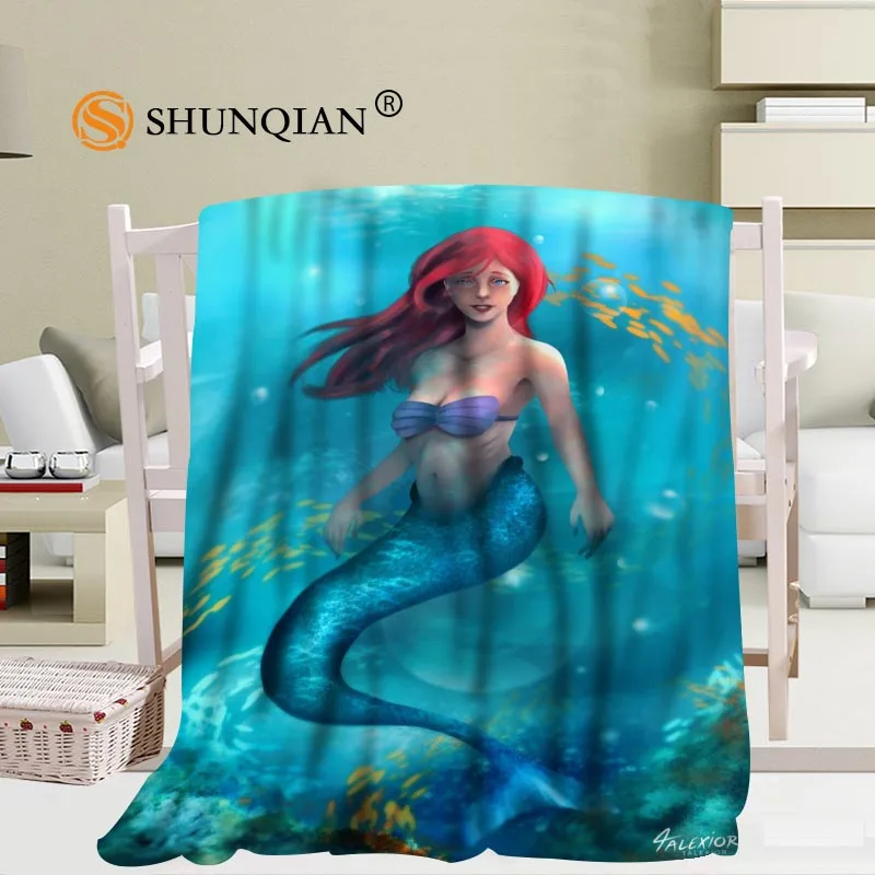 Custom Mermaid blanket Flannel Falafel Fabric56x80inch 50X60inch 40X50inch Sofa Bed Blanket Kid Adult Warm Blanket