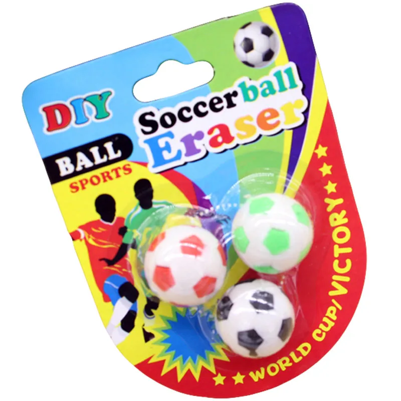 3pcs/pack Creative Trend Mini DIY 3D Assembled Soccer Ball Pencil Eraser for Kids Fashion Souvenir Stationery Eraser