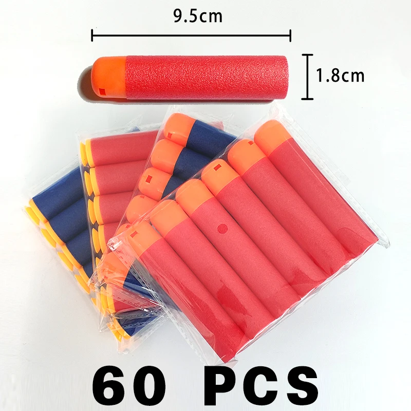 

60 Pcs 9.5*1.8cm Soft Bullet for Nerf Mega Paintball Hollow Soft Head Foam Bullets Weapons - Red HongC