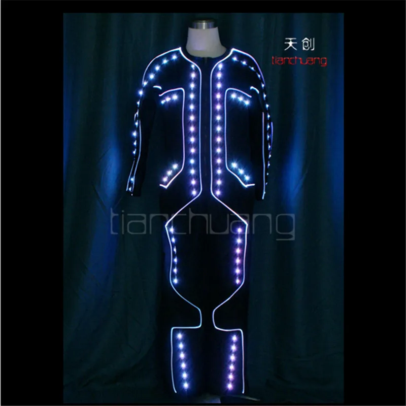 TC-165 Programmable ballroom dance led costumes robot men stage show wears dj full color party suit bar performance clothe model