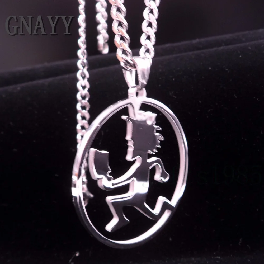 GNAYY Mens Large 2 inch Hatchetman Charms ICP Hatchet Man Pendant Juggalo Stainless Steel Pendant Necklace 5mm curb chain 24'' image 3