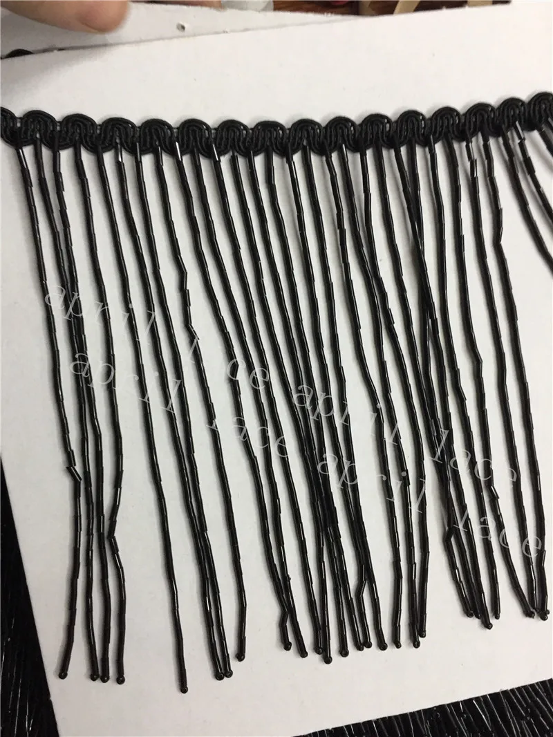 A001-4 black color 5 yards/bag 15cm width beads ribbon fringe tassel for garment/decorative/wedding bridal gown dress