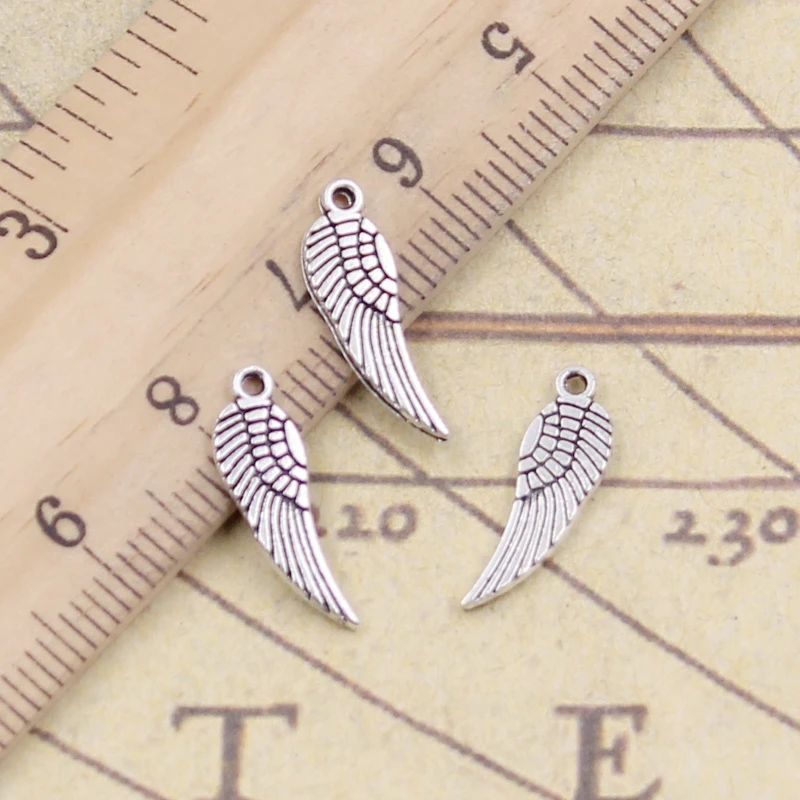 

30pcs Charms Angel Wings 19x5mm Tibetan Bronze Silver Color Pendants Antique Jewelry Making DIY Handmade Craft