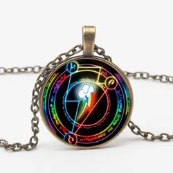 Romantic Rainbow Dash Arcane Circle Pendant Necklace Friend Magic MLP Inspiration Glass Dome Pendant Men Women Gift Long Chain