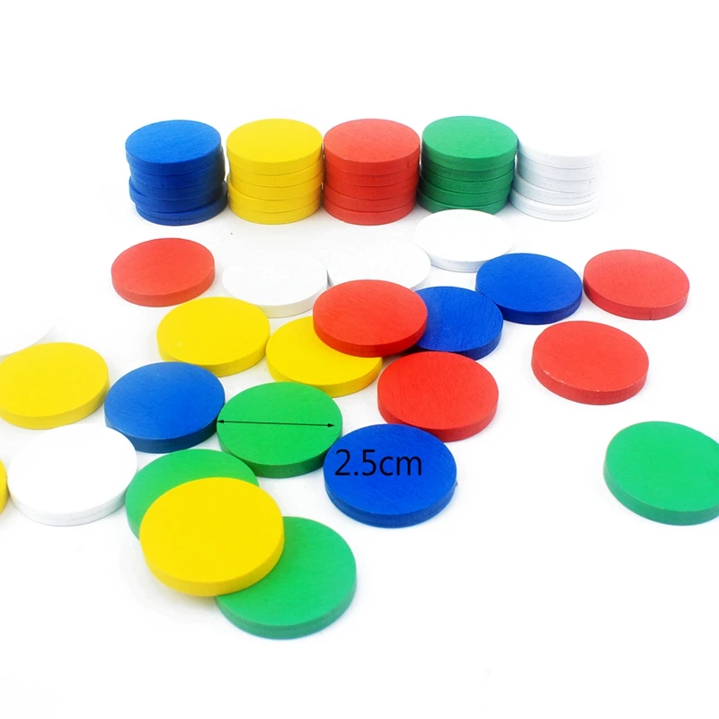 50Pcs/Lot Montessori Materials Wooden Toy Colors Sense Rounds Blocks Baby Math Toys Early Development Teaching Aids Educational