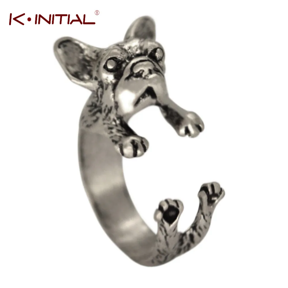 Kinitial Animal Puggs Rings French Bulldog Ring Adjustable Rings for women Lovely Dog Owners Bijoux Fashion Pet Jewelry