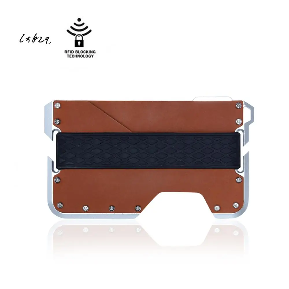 

Creative Casual Rfid Slim Wallet Card Holder metal Wallet For Credit Cards Multifunction Rfid Wallet mini lanyard Id Card Holder