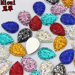 Micui 100pcs 10*14mm Crystal Resin Flatback Rhinestones Drop Crystal Stones Non Hotfix Scrapbook Strass For Wedding Crafts MC411