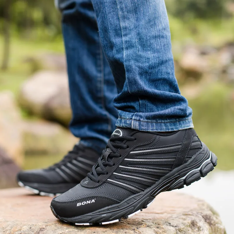BONA New Excellent Style Men Running Shoes Lace Up Athletic Shoes Outdoor Walking Shoes Men Comfortable Sneakers Free Shipping