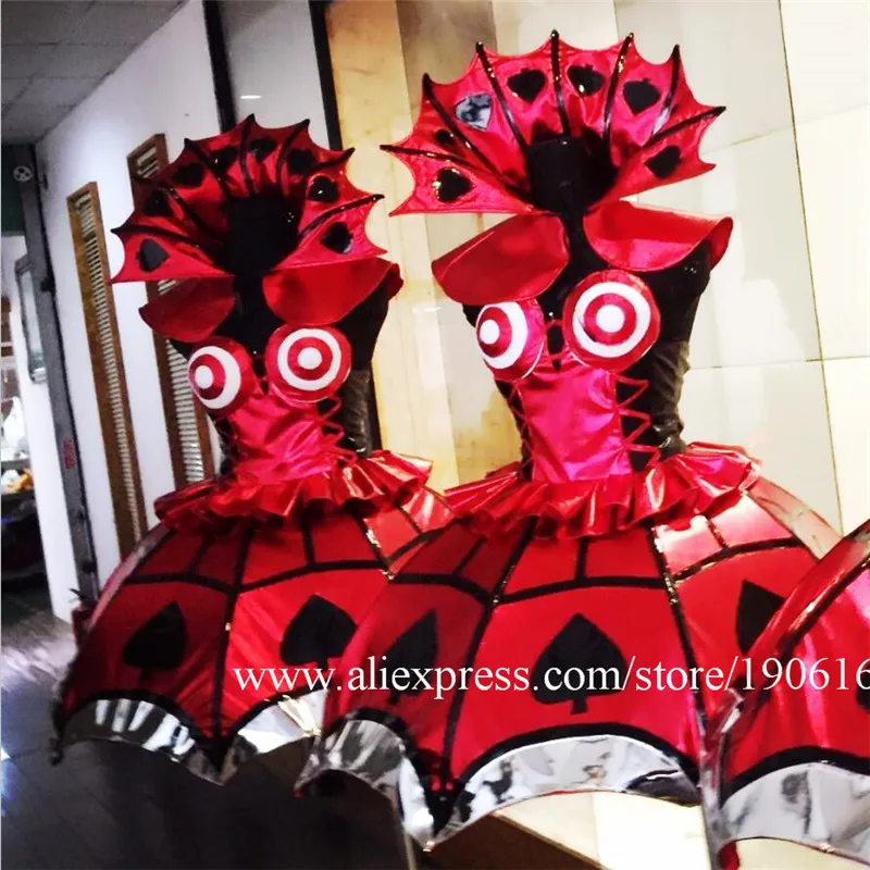 Halloween dance sexy women dresses stage show wears clothes catwalk dj bar club performance ktv suit skirt party red costumes