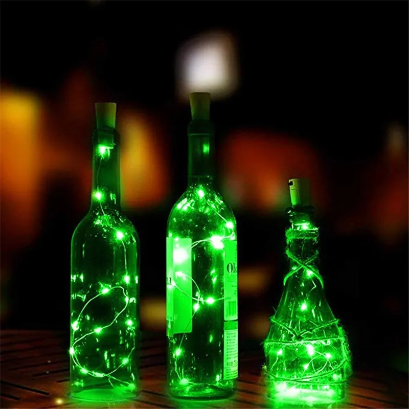 Guirnalda de luces para botella de vino, 6 piezas, 20LED, alimentada por batería, bricolaje, Navidad, fiesta, Halloween, boda, decoración