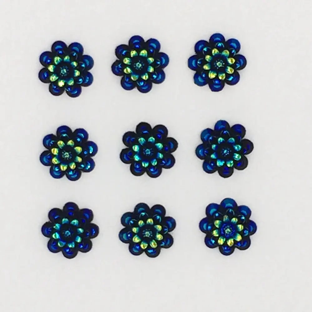 DIY 45PCS 16mm AB Resin 3 Layer Flower Rhinestone Flatback Wedding Buttons Craft K04*3