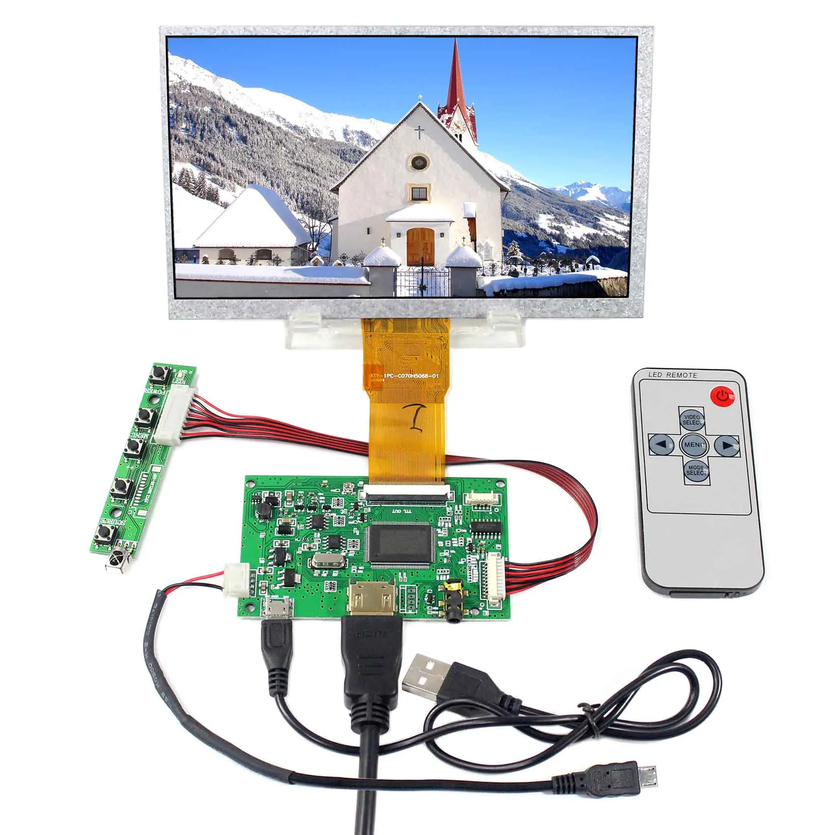 

Fit for Raspberry Pi 7 inch 1024X600 LCD Screen with HD MI Input Monitor Board