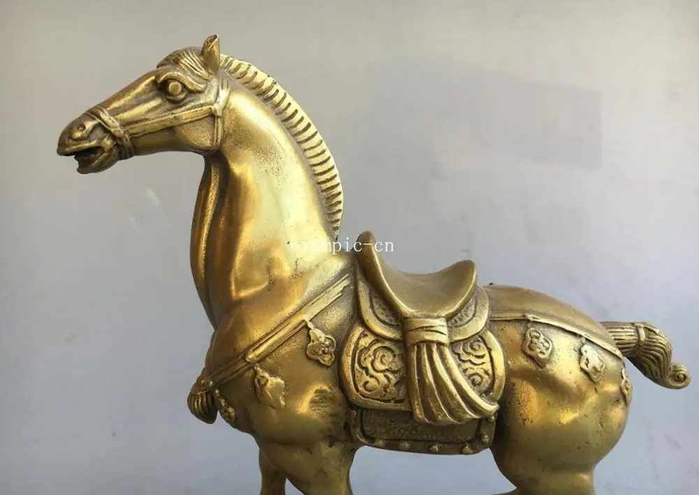 7'' brass carved chinese the Tang Dynasty style war horse statue