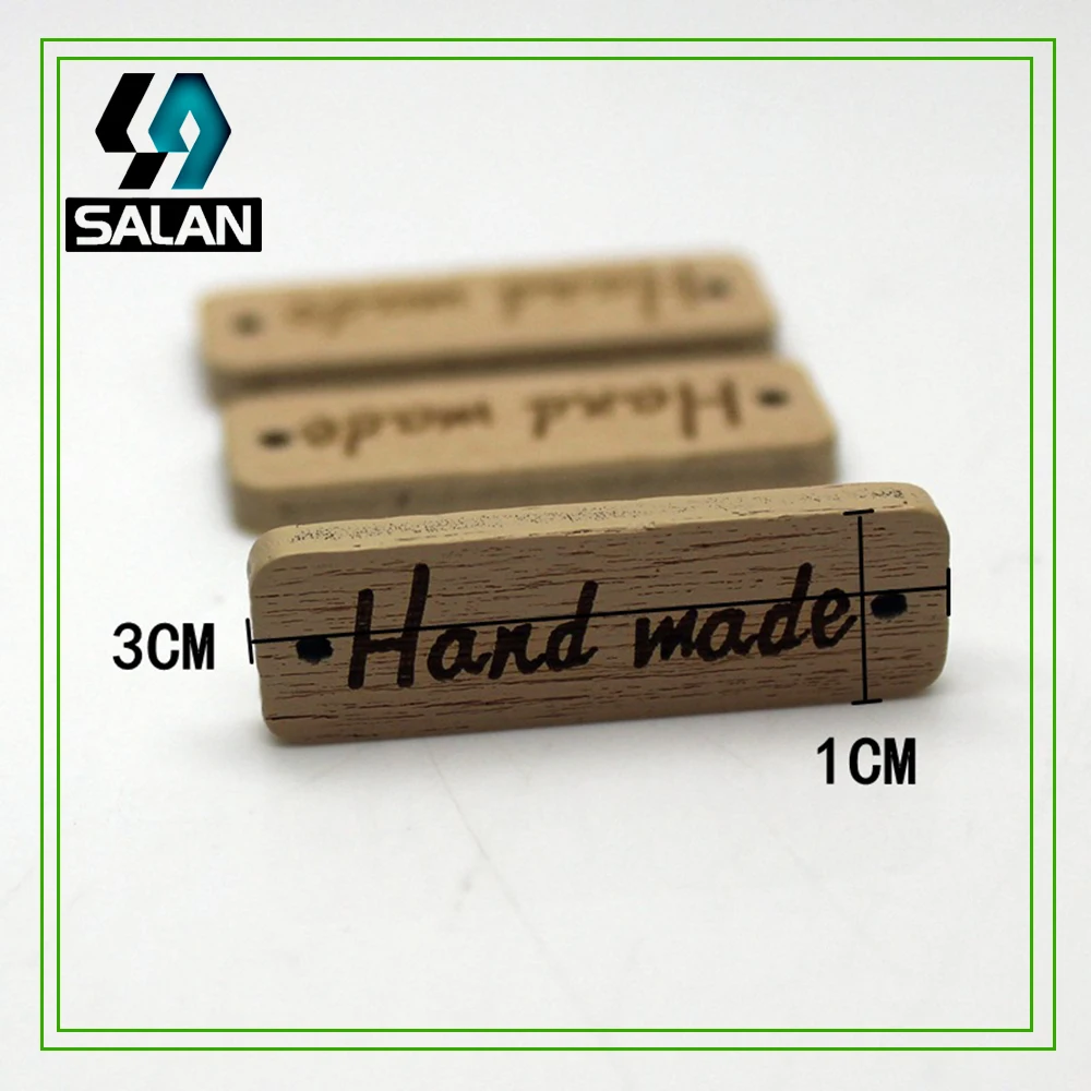 Stock hand made Laser wooden Label for hand working button wood clothing Sewing tags DIY tag for gift craft