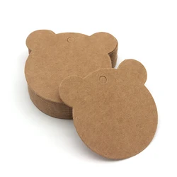 100 pz 6*6cm testa di orso bianco nero marrone etichette di carta Kraft nota di nozze prezzo vuoto cartellino decorazione di nozze carte regalo