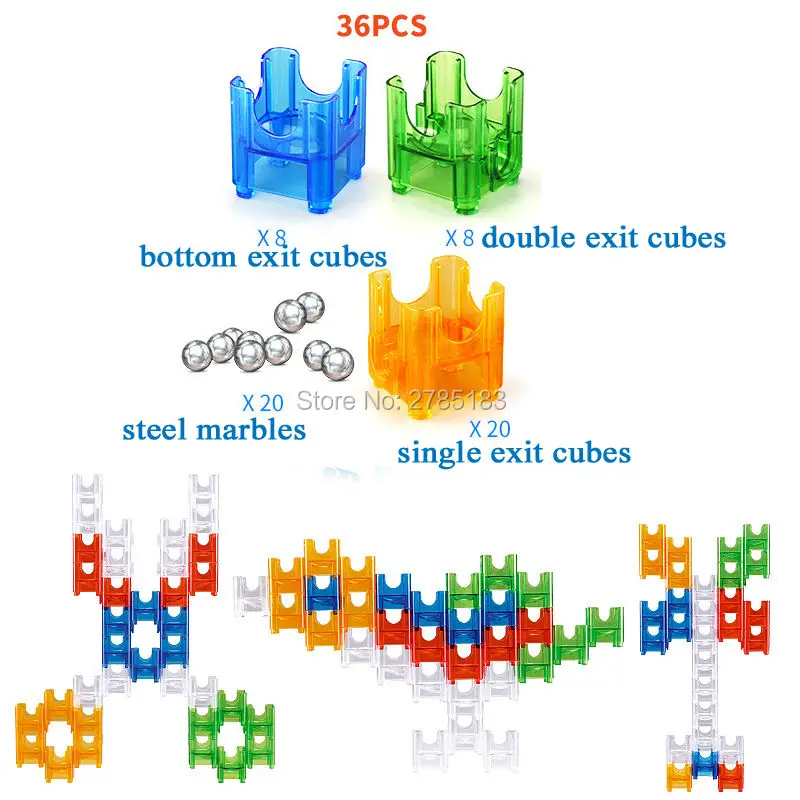 Maze Balls DIY Construction Marble Run Cubes Building Blocks Assemble Slide Blocks Track Hand-eye coordination Educational toys