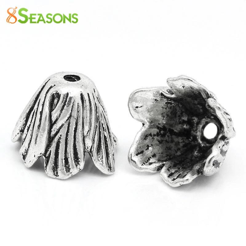 8SEASONS Bead Caps Flower Antique Silver Color Spacer Bead Caps for Jewelry Making(Fits 22mm Beads) 20x18mm,Hole:Approx 2mm,10PC