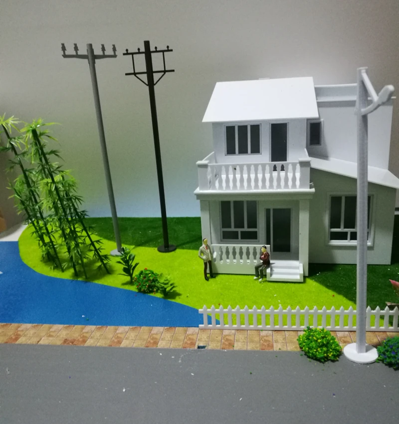 Sand scene model cement pole wooden telephone pole model 20 cm high