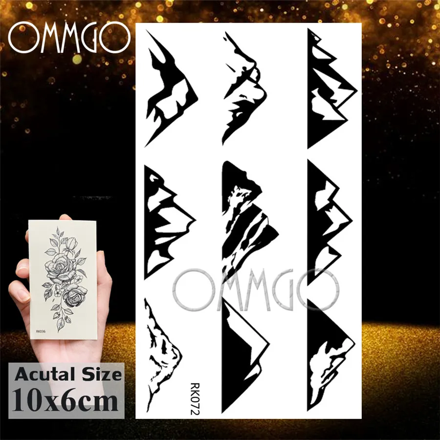 OMMGO Black Mountain Minimalista Tatuaggi Temporanei Sticker Piccolo di Modo Degli Uomini Delle Donne Del Tatuaggio di Falsificazione Custom Tatuaggi Art Braccio Impermeabile