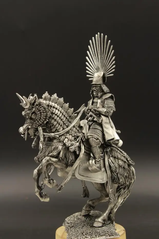 Japan History Toyotomi Hideyoshi Tin Metal Sengoku Samurai Generals Figurines Model Home Desktop Decoration DIY Gifts 1/24