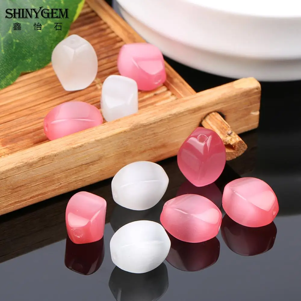 ShinyGem 8*12mm Natural Cat Eye Beads Charm Twisted Column White/Rose Minerals Gem Stone For DIY Jewelry Necklace Making 20pcs
